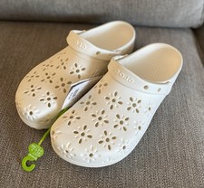 CROCS-Classic-Floral Cutout Clog-210927-Chalk White NEW