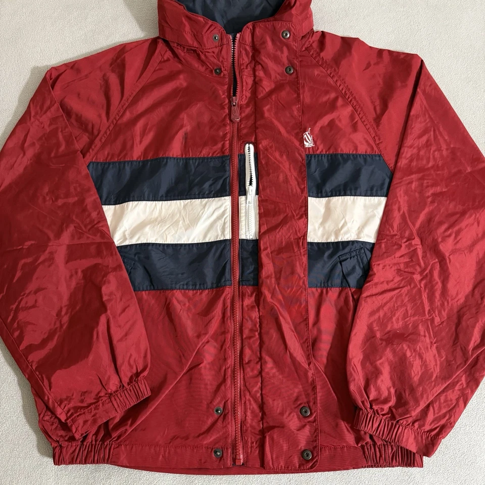Vintage Nautica Striped Windbreaker Jacket Large Spell Out Hip Hop Preppy 90s - Image 2 of 4