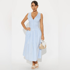 Fashion Nova Refined Aura Poplin Midi Dress Size Large NWT