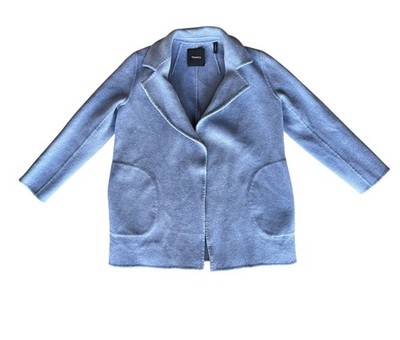 Theory Clairene Cashmere Wool Coat Sky Blue Double Face Jacket Size M Mint