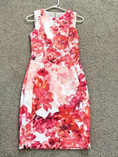 Calvin Klein Scuba Sheath Sleeveless Dress Fuschia Flowers - Pink / White Size 6