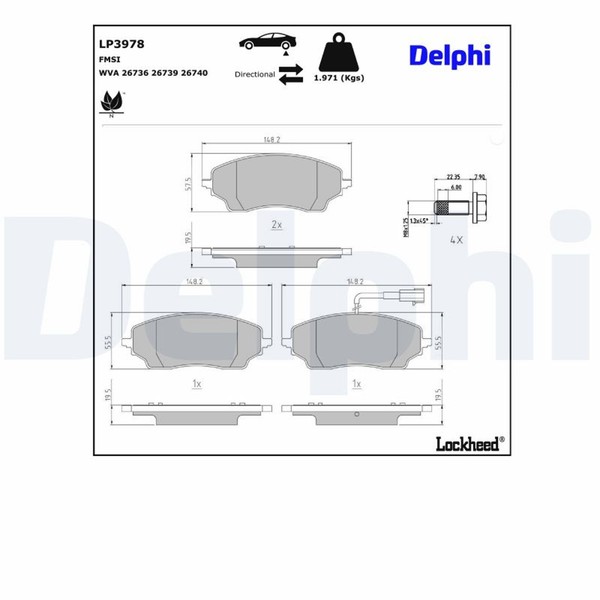 Bremsbelagsatz Scheibenbremse Delphi LP3978 FüR Opel Movano U9 Bluehdi 120 140 3-image