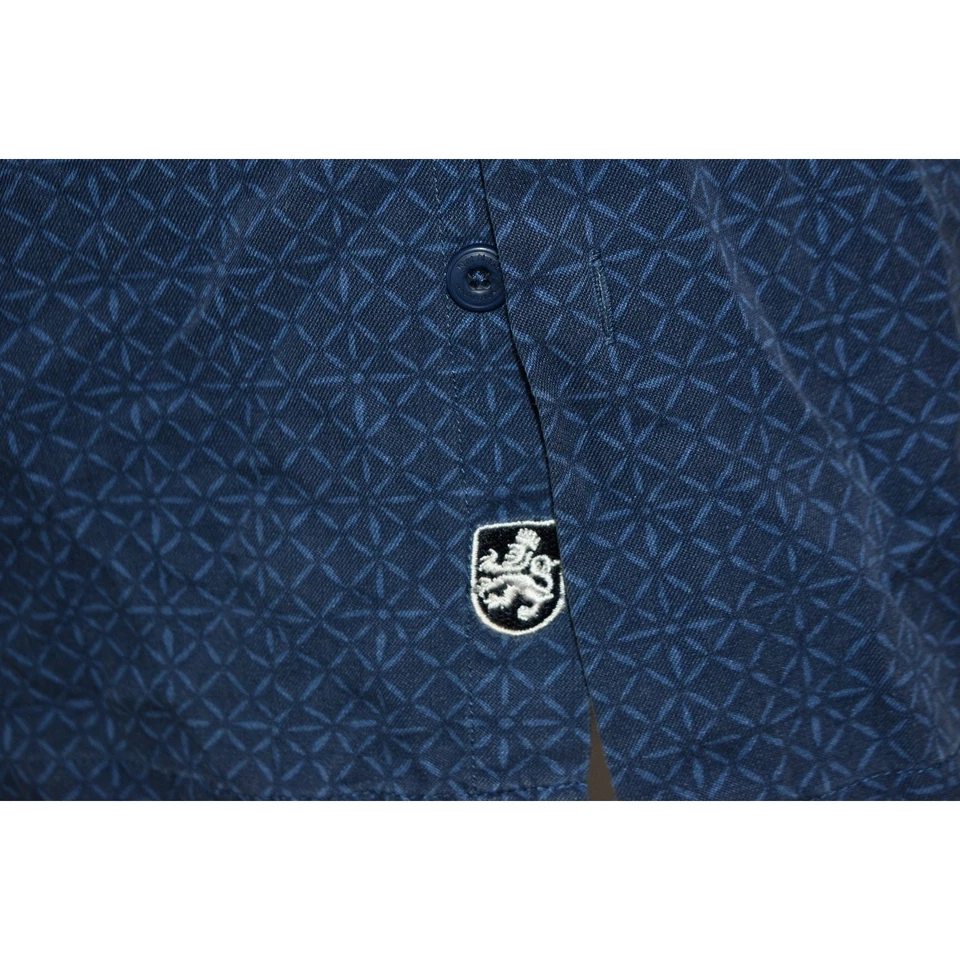 Nat Nast Hawaiian SILK Blend Shirt Mens Size Medium Tropical Blue Geometric - Image 3 of 4