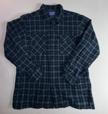 Vintage Pendleton Board Shirt Plaid 100 Wool Flap Pocket Loop Collar Medium