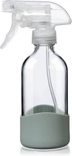 8Oz Clear Glass Spray Bottles with Silicone Sleeve–Refillable Spray Bottles for 