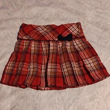 BeebaaJ Girls Plaid Pleated Skirt with Bow Accent Red/Blue/White 2 Years