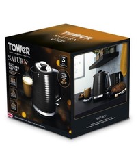 Tower Saturn Kettle with Quick Boil, 1.7L, 3000W, Black with Chrome Accents NEW