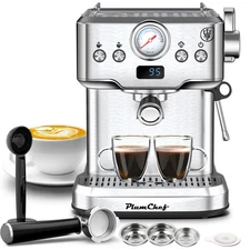 20 Bar Professional Espresso Machine with Milk Frother, Single & Double Shot