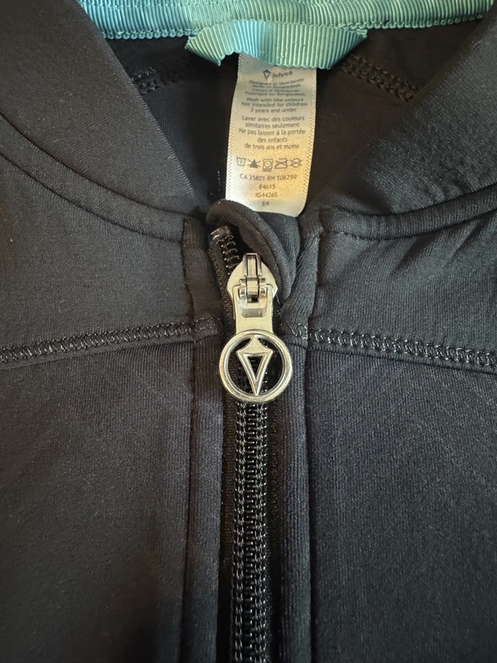 Ivivva Girls Size 7 Zip Up Jacket athletic stretchy Casual Color Black￼ - Image 2 of 4