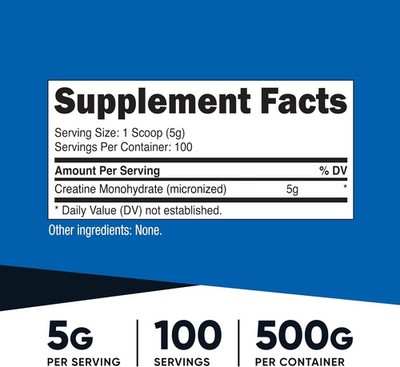 Nutricost Creatine Monohydrate Micronized Powder 500G, 5000mg Per Serv (5g)