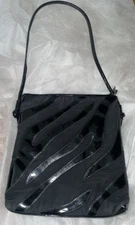 Vintage Sharif Black Patent Evening Purse 8” x 8.5” Bag VGC