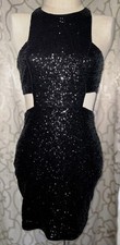 Express Black Sequin Cutout Mini Dress Bodycon Party Cocktail Size 4 Homecoming