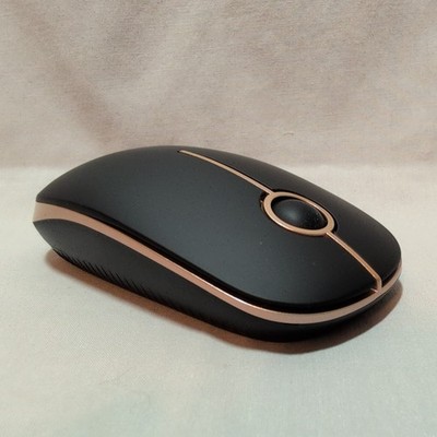 VssoPlor Wireless Mouse, 2.4G Slim with Nano Receiver - Black & Gold - New