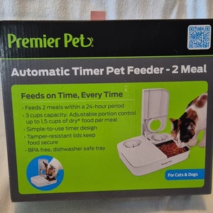 Premier Pet Automatic Timer Feeder 2 Bowls BPA-Free Dishwasher Safe GFD00-17006