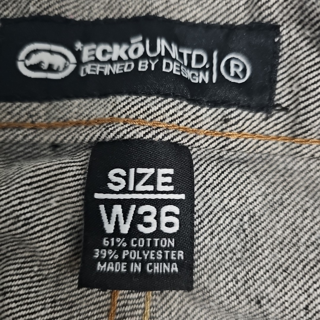 Vintage Ecko Unltd Shorts 36 Denim Jorts Baggy Y2K Skate Hip Hop Jean Wide Leg