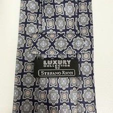 Stefano Ricci Luxury Collection NEW Tie Geometric Navy/Silver Satin Silk 4"/58"