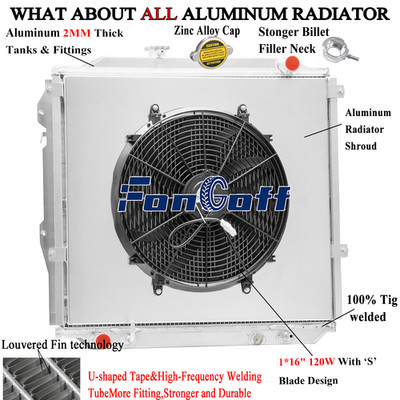 4-Row Radiator+Shroud Fan For 1996~2002 Toyota 4 Runner 2.7L L4 3.4L V6