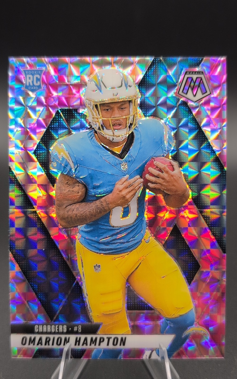 2025 Panini Mosaic - Rookies Omarion Hampton #335 Camo Pink Mosaic Prizm (RC)