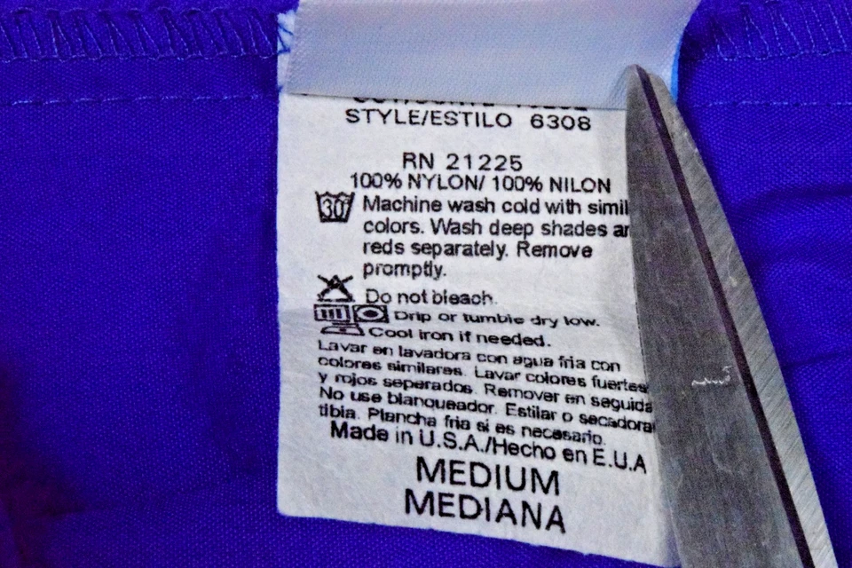 Vintage Shorts Pacific Connections Size M 90s Blue Nylon High Waist Made USA - Image 4 of 4