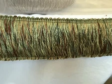 8+ Yds BRUSH FRINGE 3” sage green gold rust Upholstery Fabric Trim