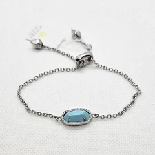 Kendra Scott Elaina Adjustable Silver Chain Bracelet In Light Blue Magnesite