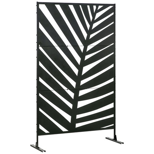 Outsunny 6.5FT Metal Outdoor Privacy Screen Panel with Stand, Banana Leaf Style - Picture 1 of 11