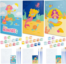 Paint by Numbers Kit for Kids Mermaid Pack 3 Canvas. Paint by Number Canvas Fram