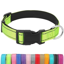 Dog Collar Adjustable Small Green Waterproof Reflective Padded Nylon Heavy