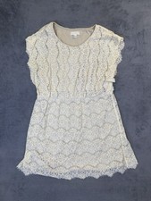 Forever 21 Dress Womens 3X Plus Tan Floral Lace Mid Length Cap Sleeve Lined