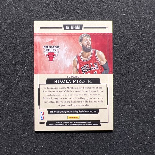 2015-16 Gold Standard NIKOLA MIROTIC #AU-NM 10/79 Chicago Bulls AUTO - NBA CARD - Picture 4 of 6