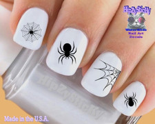 Nail Art HOLIDAY Halloween Black Spider Web WaterSlide Nail Decals Transfers
