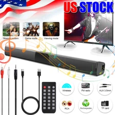 Surround Sound Bar 4 Speaker System Wireless BT Subwoofer TV Home Theater&Remote