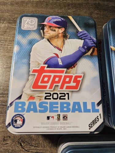 2021 Topps Series 1 Collector Tin Box Bryce Harper, Cody Bellinger & Javier Baez - Picture 2 of 5