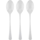 Reusable White Flair Plastic Spoons Catering Cutlery Party Supplies Pack of 50