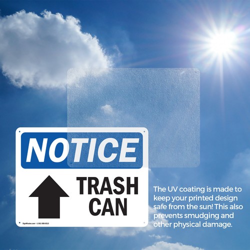 (2 Pack) Trash Can [Up Arrow] OSHA Notice Sign Decal Metal Plastic - Picture 7 of 22