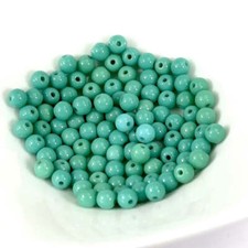 Czech Pressed Druk Round Smooth Glass Beads 4mm Green Turquoise Opaque 100 CL851