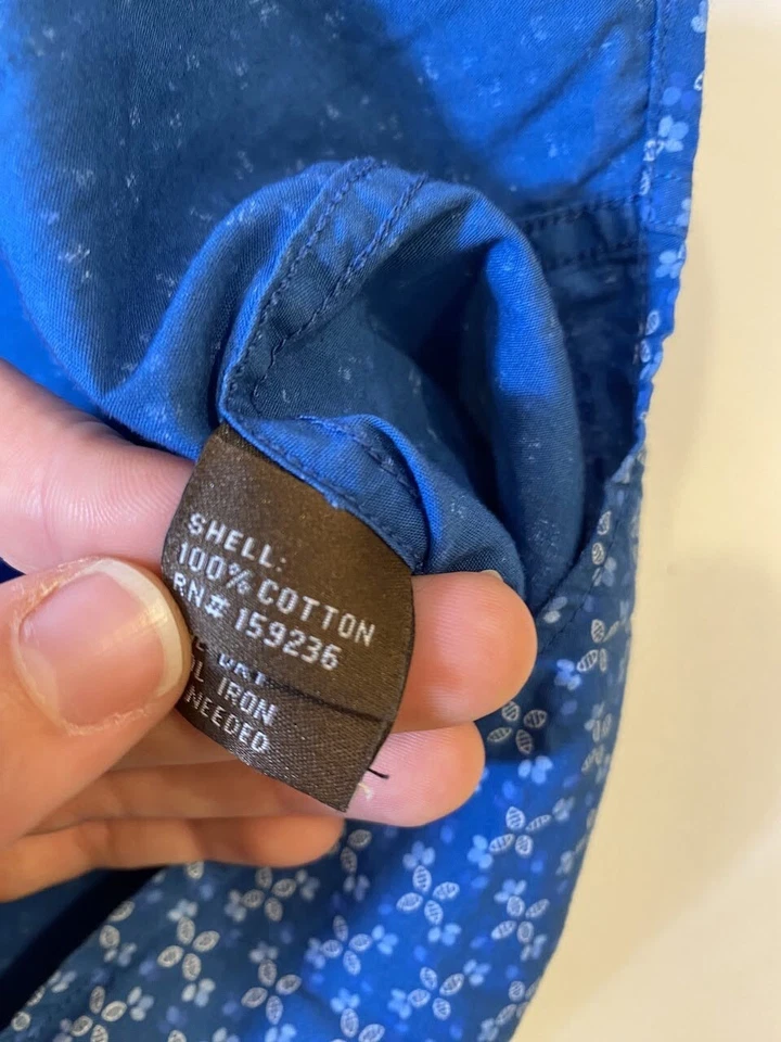 J McLaughlin Shirt Men's Medium Floral Blue Long Sleeve Preppy Casual Button Up - Image 4 of 4