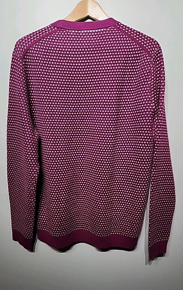 Ted Baker Men's Wool Blend Pullover Sweater In Burgundy Printed Size 4/L - Image 4 of 4