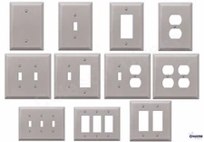 Brushed Satin Nickel Wall Switch Plate Outlet Cover Toggle Rocker GFI 