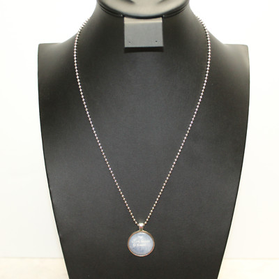 ''I'm Haunted by Humans'' Blue Circle Acrylic Dome Pendant Necklace