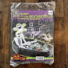 Vintage Halloween Inflatable Cooler NEW Skeleton Coffin Trick Or Treat Party