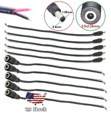 10pcs DC Power Plug cable 3.5x1.35 mm Female/Male Plug to Pigtail Cable Adapter