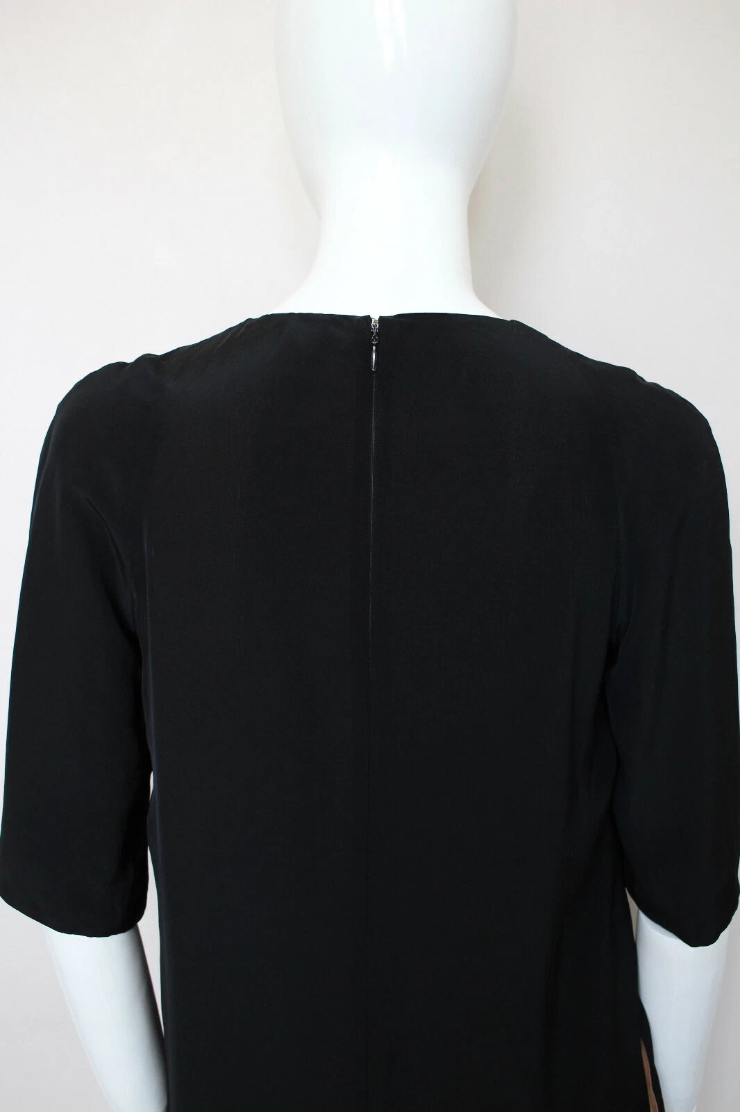 Abito corto tuta CELINE nero avorio zip maniche passerella UK10 US6 FR38 IT42