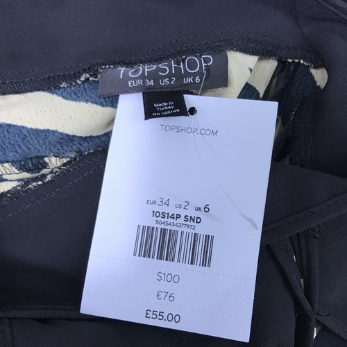 NUOVO abito Topshop nero giallo misto righe scollo a tuffo UK 6 EUR 34 RRP £ 55,00 - Foto 9 di 12