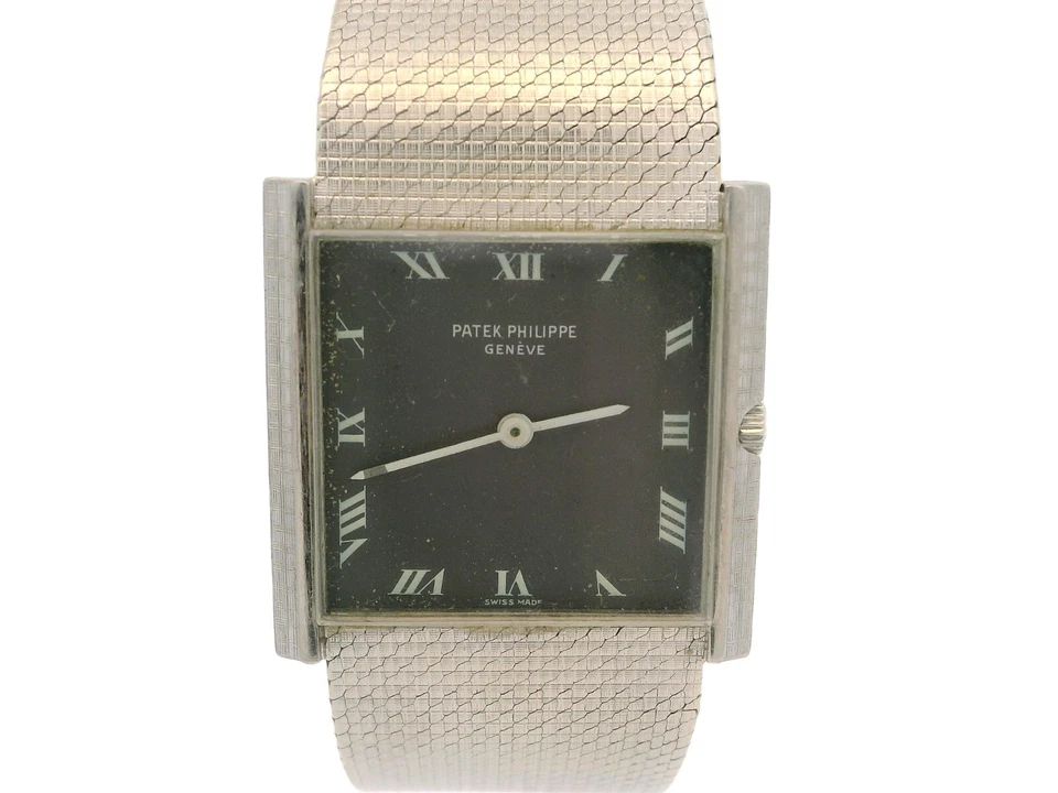 Reloj Pulsera Vintage Patek Philippe Oro Blanco 18k 28mm Cuadrado 6" Foto 2 de 4