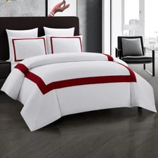 Red Double Bed Luxury Stitching Comforter Bedding Sets Geometric Bed Linen Set