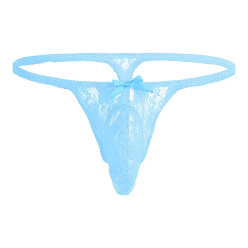 Sissy Mens Sexy Lace See-Through Briefs Bulge Pouch G-String Thong Underwear - Picture 13 of 25