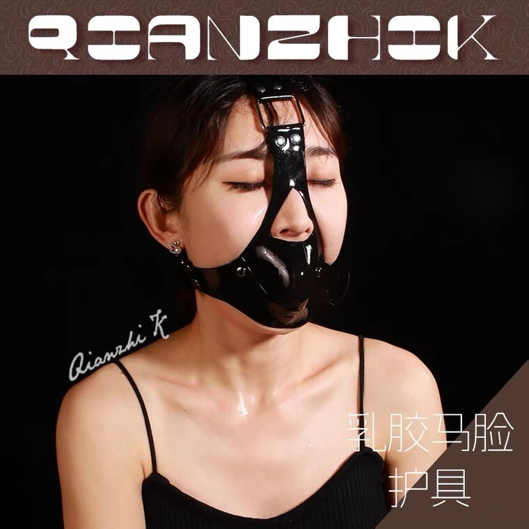 ¡NUEVO!!Máscara ajustable de goma látex negra de 1,0 mm con fetiche de boca esférica BDSM Foto 3 de 4