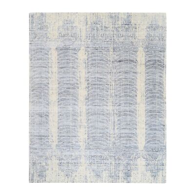 8'1''x9'10'' Gray Hand Loomed Tone On Tone Transitional Erased Design Rug G62258