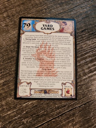 1993 Merlin Battle Cards Steve Jackson Treasure Card 35 card lot, yard games - Picture 12 of 24